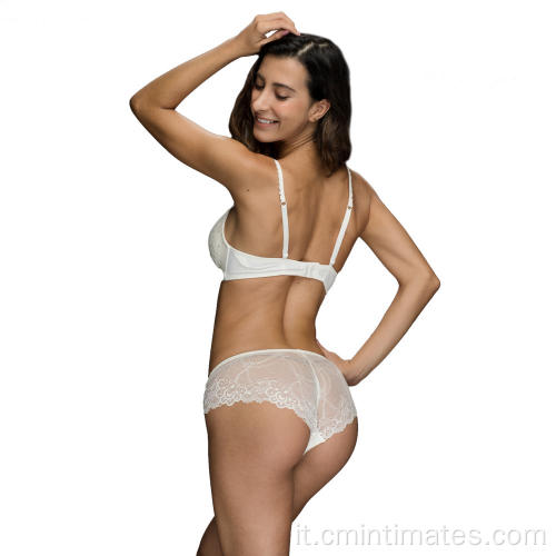 Completo reggiseno a triangolo imbottito in pizzo da donna